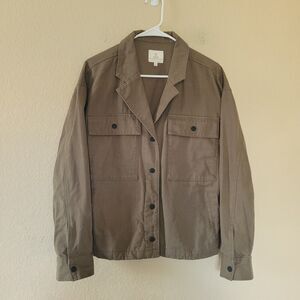 Roark Passport Jacket Womens Small Green Military Utility Canvas Button Front
